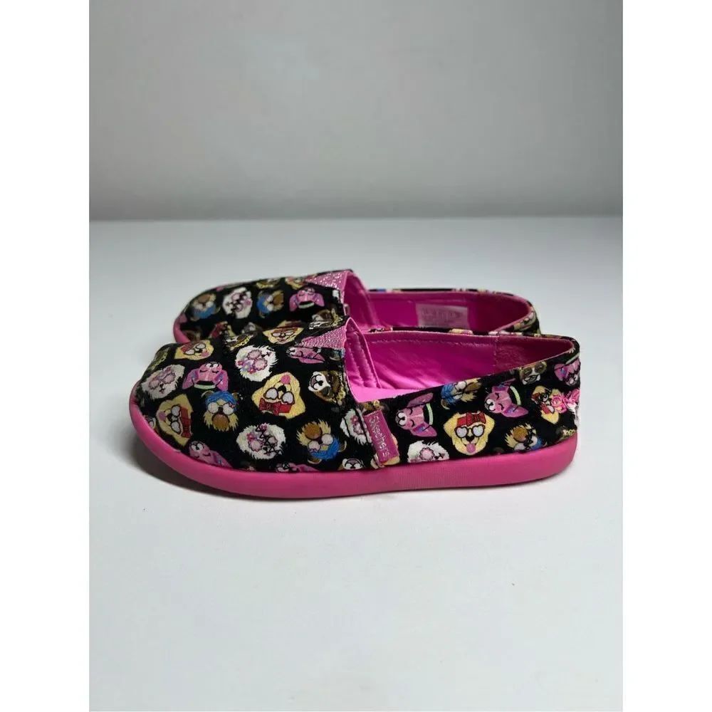 Lil’ Bobs By Sketchers Puppy Print Foam Memory Pink Black Size 11